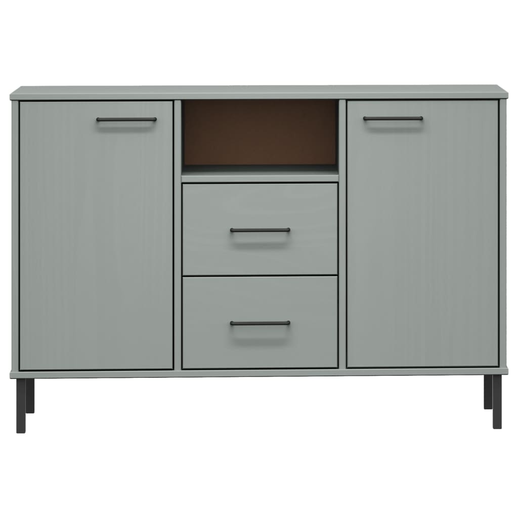 Sideboard OSLO mit Metallbeinen Grau 113x40x77 cm Massivholz